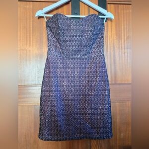 Teeze Me Strapless Dress in Black and Purple